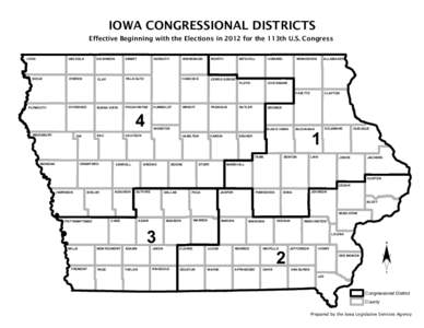 IOWA CONGRESSIONAL DISTRICTS  Effective Beginning with the Elections in 2012 for the 113th U.S. Congress LYON  SIOUX