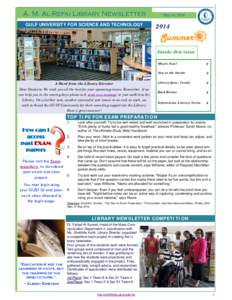 A. M. Al-Refai Library Newsletter GULF UNIVERSITY FOR SCIENCE AND TECHNOLOGY May 14, 