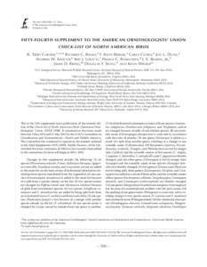 The Auk 130(3):558−571, 2013  The American Ornithologists’ Union, 2013. Printed in USA. FIFTY-FOURTH SUPPLEMENT TO THE AMERICAN ORNITHOLOGISTS’ UNION CHECK-LIST OF NORTH AMERICAN BIRDS