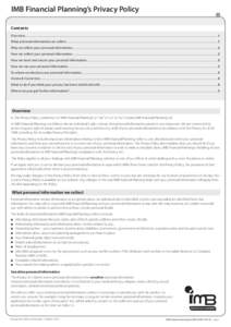 IMB Financial Planning’s Privacy Policy  1 Contents Overview..............................................................................................................................................................