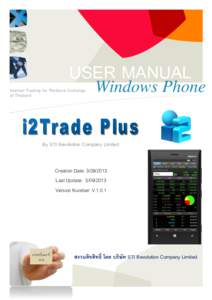 USER MANUAL Internet Trading for TheStock Exchange of Thailand Windows Phone