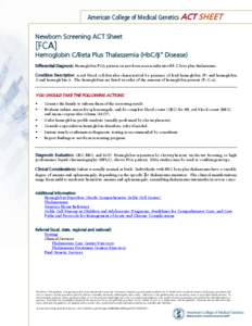 American College of Medical Genetics ACT  SHEET