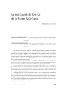 La antroponimia ibérica de la Turma Salluitana luIS SIlGo GauCHE