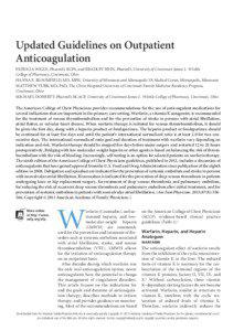 Updated Guidelines on Outpatient Anticoagulation