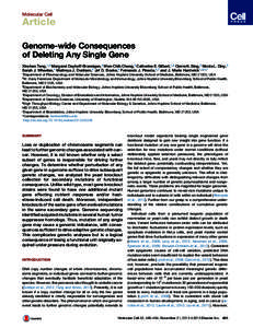 Molecular Cell  Article Genome-wide Consequences of Deleting Any Single Gene Xinchen Teng,1,2 Margaret Dayhoff-Brannigan,3 Wen-Chih Cheng,2 Catherine E. Gilbert,1,2 Cierra N. Sing,2 Nicola L. Diny,2