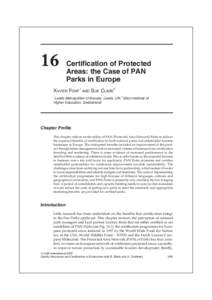 Certification X. Font and S. of Protected Clark Areas: PAN Parks in Europe