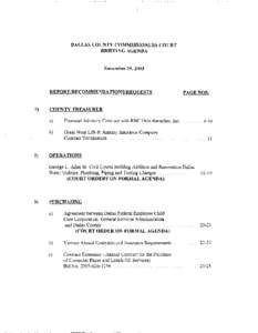 1  DALLAS COUNTY COMMISSIONERS COURT BRIEFING AGENDA  November 25,2003