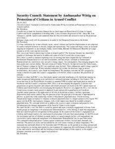Security Council: Statement by Ambassador Wittig on Protection of Civilians in Armed Conflict Jun 26, 2012 (Security Council: Statement as delivered by Ambassador Wittig in a debate on Protection of Civilians in Armed Co