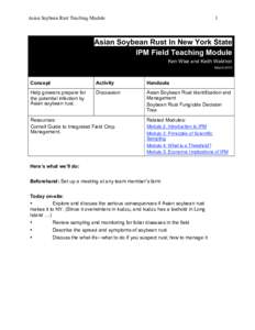 Asian Soybean Rust Teaching Module  1 Asian Soybean Rust In New York State IPM Field Teaching Module
