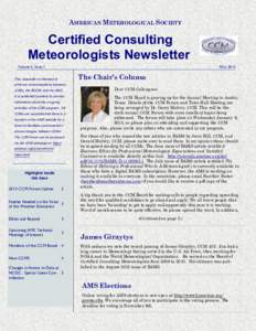 AMERICAN METEROLOGICAL SOCIETY  Certified Consulting Meteorologists Newsletter Volume 3, Issue 1