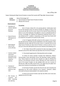 [removed]NT Government of India Ministry of Communications & IT Department of Telecommunications Date: 16thMay, 2014 Subject: Meeting with Major Service Providers to review IPv6 transition (06th May 2014)– Minutes ther