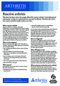 ARTHRITIS ARTHRITIS INFORMATION INFORMATIONSHEET SHEET