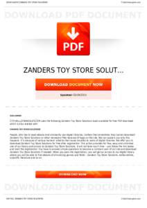 BOOKS ABOUT ZANDERS TOY STORE SOLUTIONS  Cityhalllosangeles.com ZANDERS TOY STORE SOLUT...