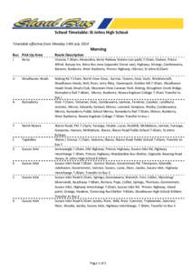 School Timetable: St Johns High School Timetable effective from Monday 14th July 2014 Morning Bus Pick Up Area