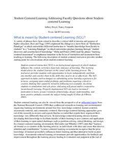 Student-Centered Learning (SCL)