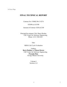 A. Cover Page  FINAL TECHNICAL REPORT