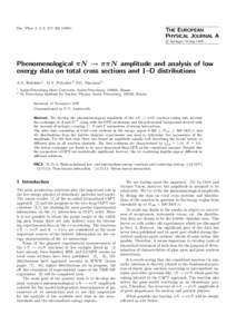 Eur. Phys. J. A 1, 317–THE EUROPEAN PHYSICAL JOURNAL A c Springer-Verlag 1998 °
