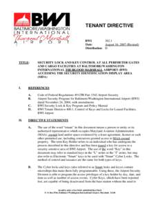 TENANT DIRECTIVE BWI[removed]Date: August 16, 2007 (Revised) Distribution: D