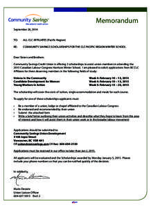 Memorandum September 26, 2014 TO: ALL CLC AFFILIATES (Pacific Region)