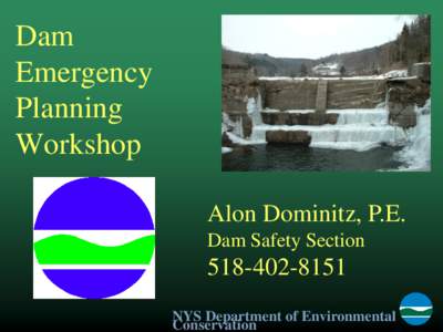 Dam Emergency Planning Workshop Alon Dominitz, P.E. Dam Safety Section