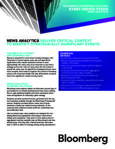 BLOOMBERG ENTERPRISE SOLUTIONS  EVENT-DRIVEN FEEDS NEWS ANALYTICS  NEWS ANALYTICS DELIVER CRITICAL CONTEXT