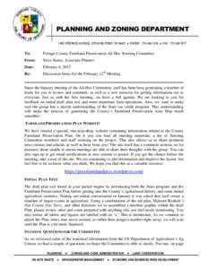 PLANNING AND ZONING DEPARTMENT 1462 STRONGS AVENUE, STEVENS POINT, WI 54481  PHONE:   FAX: To:  Portage County Farmland Preservation Ad-Hoc Steering Committee