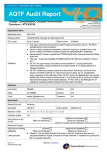 AQTF Audit Report Conquest Communications, Conquest Communication Consultants – NTIS #30268 FM-PMA-34A TRIM No: 