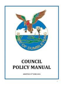 COUNCIL POLICY MANUAL ADOPTED 19TH JUNE