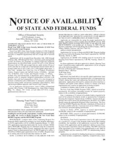 OTICE OF AVAILABILITY NOF STATE AND FEDERAL FUNDS Office of Homeland Security 1220 Washinton Avenue State Office Building Campus, Bldg. 7A