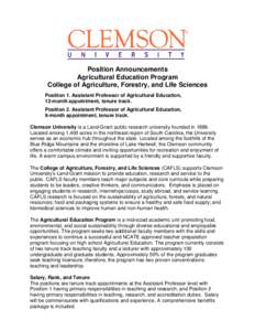 Association of Public and Land-Grant Universities / Titles / South Carolina / Clemson University / Professor / Agricultural education / Graduate school / Education / Academia / American Association of State Colleges and Universities