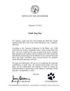 California Guide Dog Board - Guide Dog Day 2012 Governor Statement