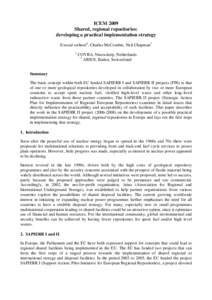 ICEM 2009 Shared, regional repositories: developing a practical implementation strategy Ewoud verhoef1, Charles McCombie, Neil Chapman2 1