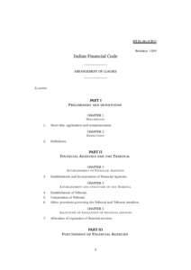 Bill No. abc ofRevision: 1244 Indian Financial Code ARRANGEMENT OF CLAUSES