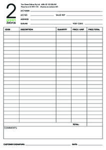 Two Green Zebras Pty Ltd ABN: [removed]Please fax to[removed]All prices are exclusive GST.  A/C NAME