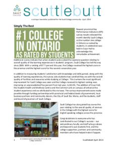 a campus newsletter published for the Sault College community ∙ April, 2014  Simply The Best Newest provincial Key Performance Indicators (KPI) survey results released this