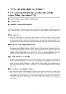 Australian deaths in custody and custody-related police operations, 1994