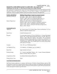 AGENDA ITEM NO.  G-4 REZONING-Z[removed]MASTER PLAN[removed]The Candle Factory Staff Report for the May 11, 2010, Board of Supervisors Public Hearing