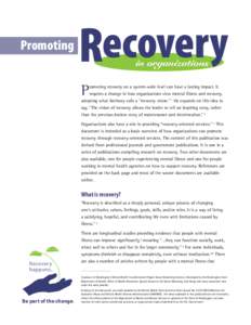 Promoting  Recovery in organizations  P