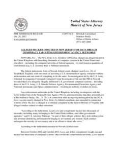 United States Attorney District of New Jersey FOR IMMEDIATE RELEASE Oct. 28, 2013 www.justice.gov/usao/nj