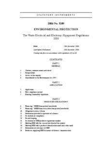 STATUTORY INSTRUMENTS[removed]No[removed]ENVIRONMENTAL PROTECTION The Waste Electrical and Electronic Equipment Regulations 2006