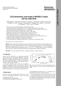 c ESO 2003 CCD photometry and model of MUSES-C targetSF36 M. Kaasalainen1 , T. Kwiatkowski2 , M. Abe3 , J. Piironen1 , T. Nakamura4 , Y. Ohba3 , B. Dermawan5 ,