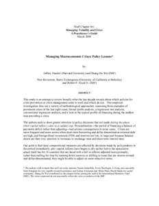 It is possible that a historical perspective will show that in 2004 the finance of emerging markets system came to the end of