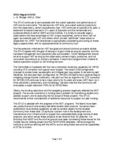 STUC Report[removed]L.-G. Strolger (WKU), Chair The STUC continues to be impressed with the overall operation and performance of HST and its instruments. The demand for HST time, and overall science productivity from the