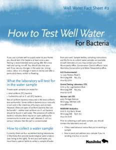 Well Water Fact Sheet #2  How to Test Well Water For Bacteria