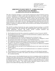 ACCET Document 27 Addendum Date Developed: August 1999 Date Revised: August 2011/December 2011 Pages: 1 of 4 Pertinent to: Avocational Institutions