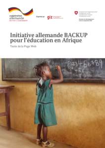 Initiative allemande BACKUP pour l’éducation en Afrique Texte de la Page Web 1