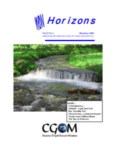 Horizons Vol 12 No 3 May/June 2008 addressing the important issues for today and tomorrow  inside...