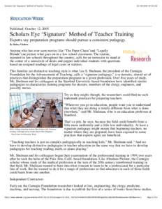 Scholars Eye ‘Signature’ Method of Teacher Training[removed]:04 AM Published: October 12, 2005