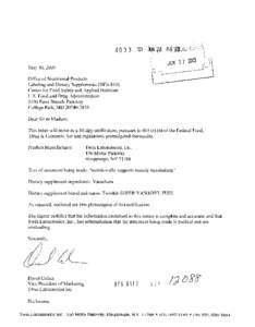 May 30,2003 Office of Nutritional Products Labeling and Dietary Supplements (HFS[removed]Center for Food Safety and Applied Nutrition U.S. Food and Drug Administration[removed]Paint Branch Parkway