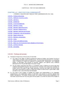 TITLE IV. - BOARDS AND COMMISSIONS CHAPTERFIRST FIVE YUBA COMMISSION CHAPTERFIRST FIVE YUBA COMMISSIONFORMERLY CHILDREN AND FAMILIES FIRST COMMISSION ORD. NO. - Findings and purpose